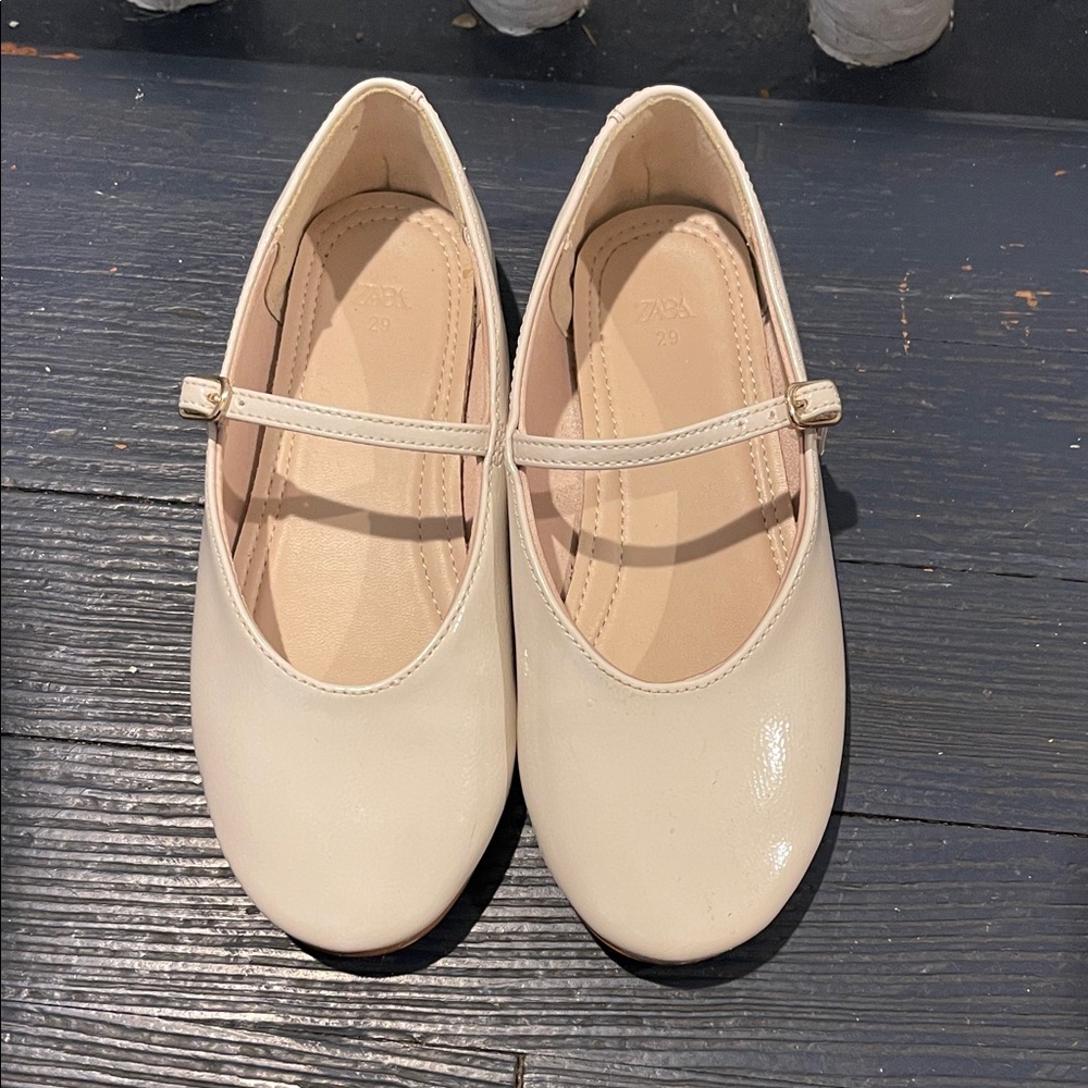 Zara Kids Cream Mary Jane Shoes